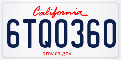 CA license plate 6TQO360