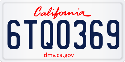 CA license plate 6TQO369