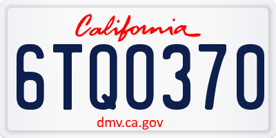 CA license plate 6TQO370