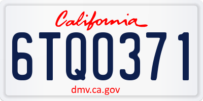 CA license plate 6TQO371