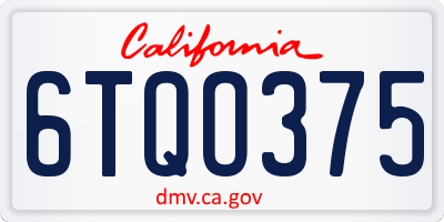 CA license plate 6TQO375