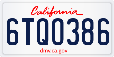CA license plate 6TQO386