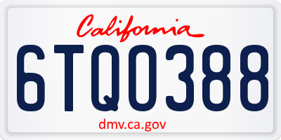 CA license plate 6TQO388