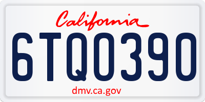 CA license plate 6TQO390