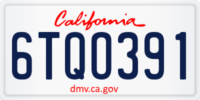 CA license plate 6TQO391