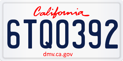 CA license plate 6TQO392