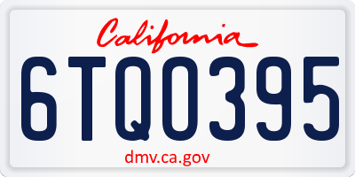 CA license plate 6TQO395