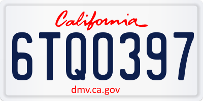 CA license plate 6TQO397