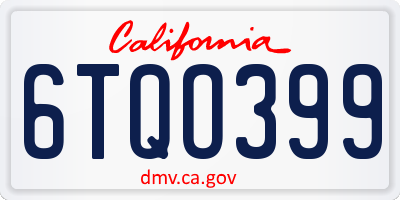 CA license plate 6TQO399