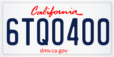 CA license plate 6TQO400