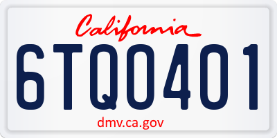 CA license plate 6TQO401