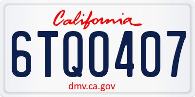 CA license plate 6TQO407
