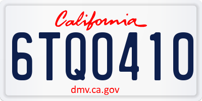 CA license plate 6TQO410