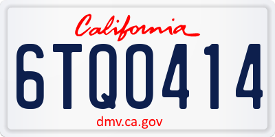 CA license plate 6TQO414