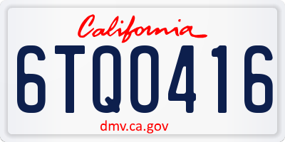 CA license plate 6TQO416