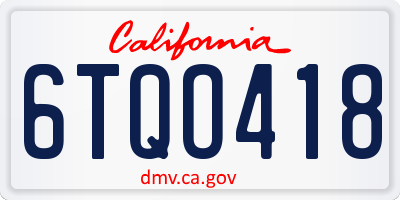 CA license plate 6TQO418