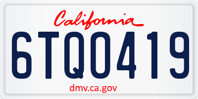 CA license plate 6TQO419