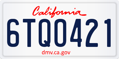 CA license plate 6TQO421