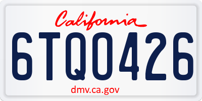 CA license plate 6TQO426