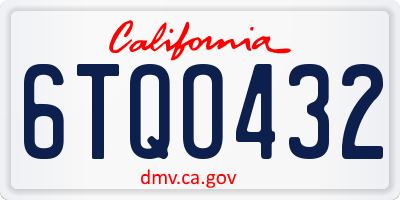 CA license plate 6TQO432