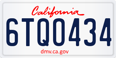 CA license plate 6TQO434