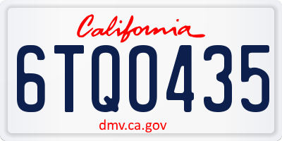 CA license plate 6TQO435