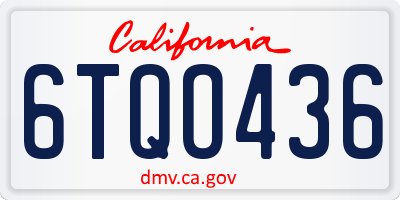 CA license plate 6TQO436