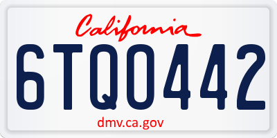 CA license plate 6TQO442