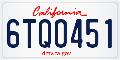 CA license plate 6TQO451