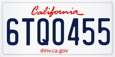 CA license plate 6TQO455