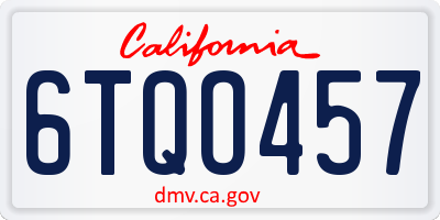 CA license plate 6TQO457