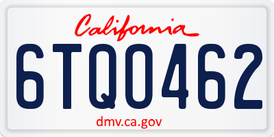 CA license plate 6TQO462