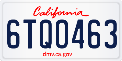 CA license plate 6TQO463