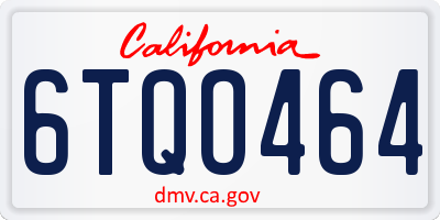 CA license plate 6TQO464