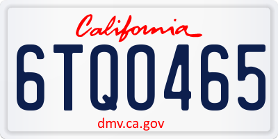 CA license plate 6TQO465