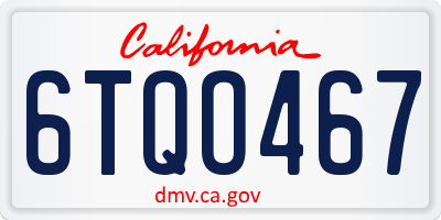 CA license plate 6TQO467