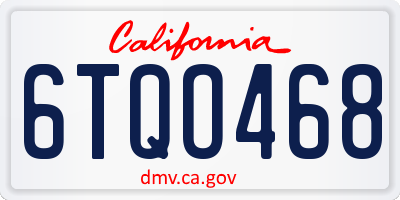 CA license plate 6TQO468