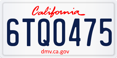 CA license plate 6TQO475