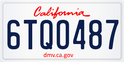 CA license plate 6TQO487