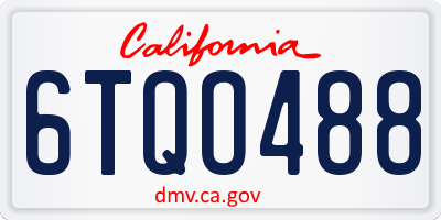 CA license plate 6TQO488