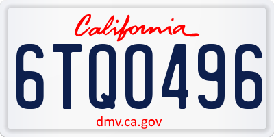 CA license plate 6TQO496