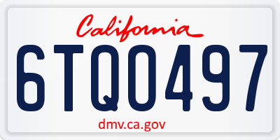 CA license plate 6TQO497