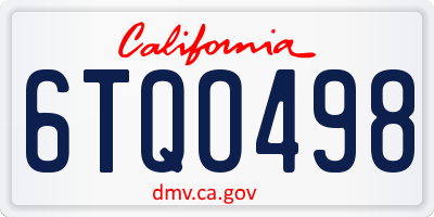 CA license plate 6TQO498