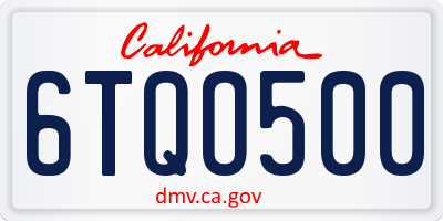 CA license plate 6TQO500