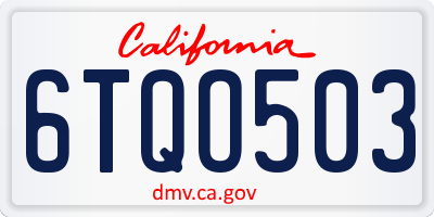CA license plate 6TQO503