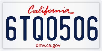 CA license plate 6TQO506