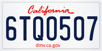 CA license plate 6TQO507