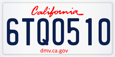 CA license plate 6TQO510