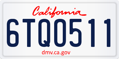 CA license plate 6TQO511