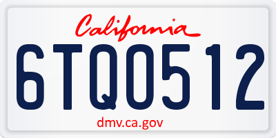 CA license plate 6TQO512